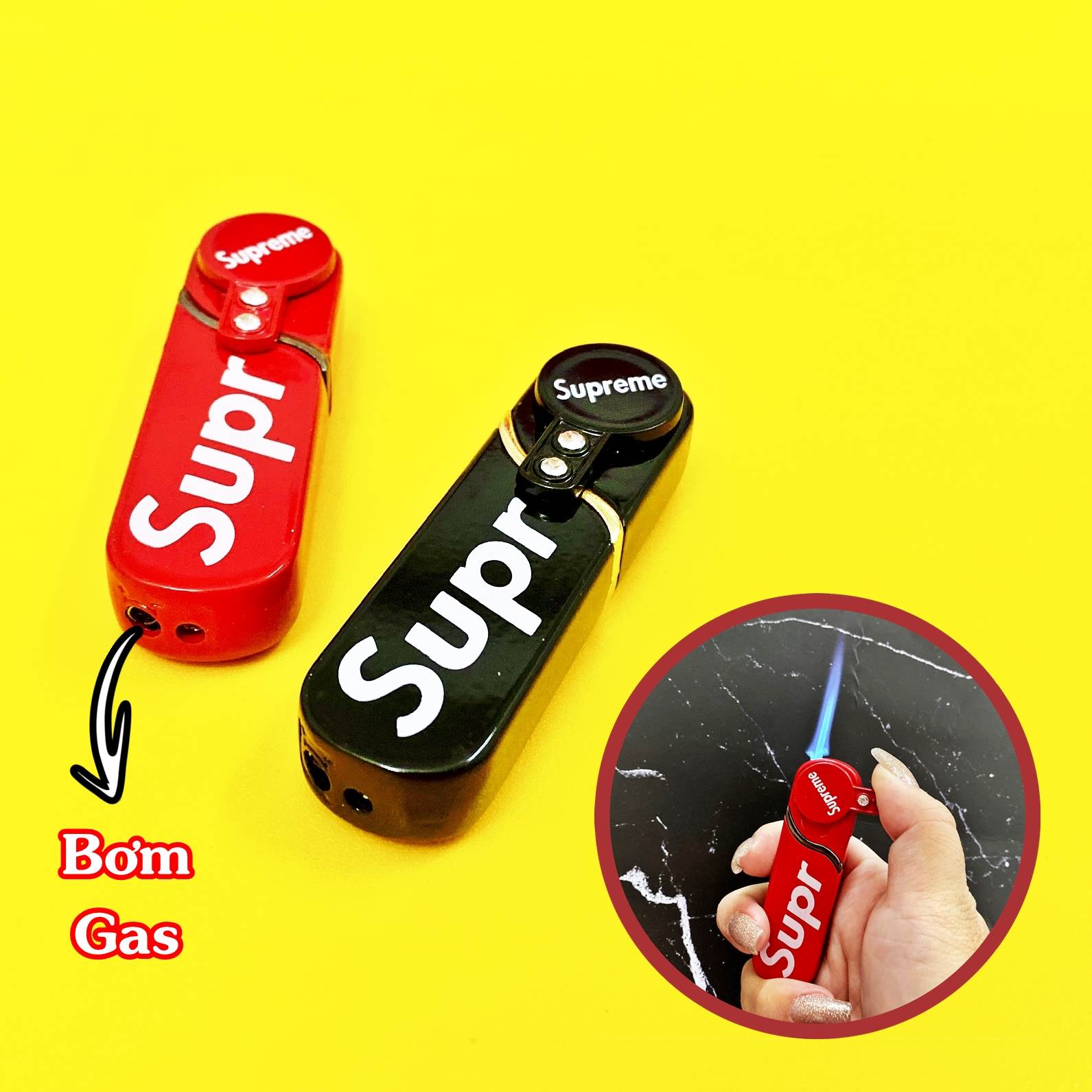 Bật Lửa Khè SUPREME Khoá Xoay  - (Xài Gas)