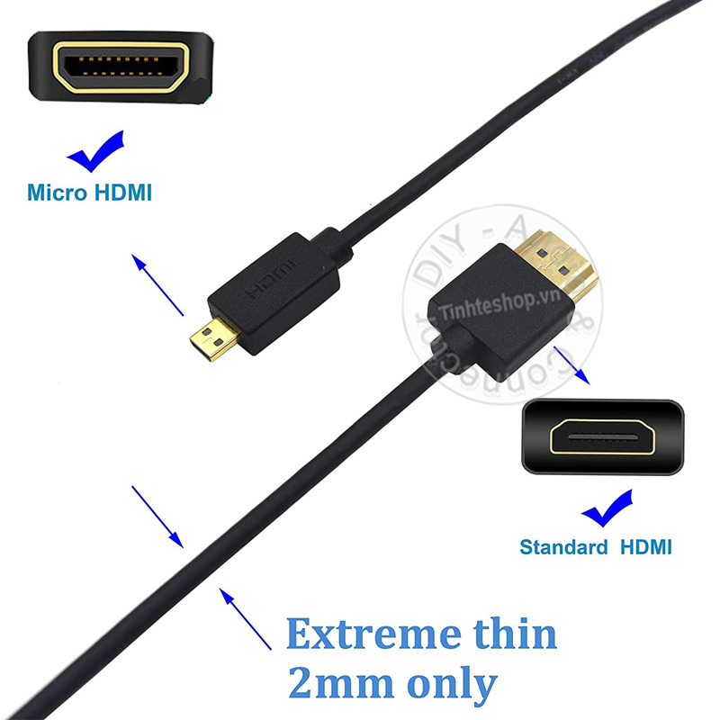 Cáp Micro HD sang HDMI 4K 60Hz 0.25M đến 1.5M Cáp HDMI cho máy ảnh Camera