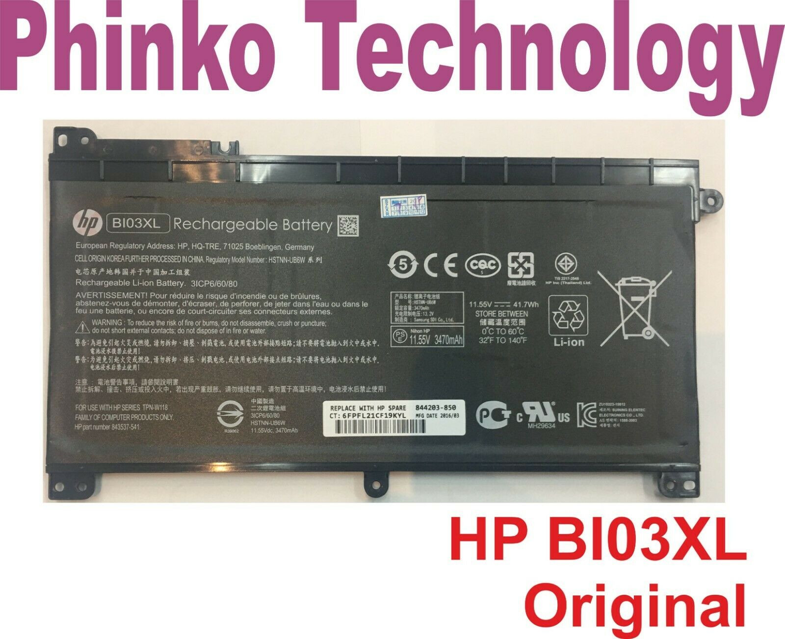 💥 Pin Laptop HP Stream 14-AX , Pavilion X360 13-u M3-u001dx BI03XL