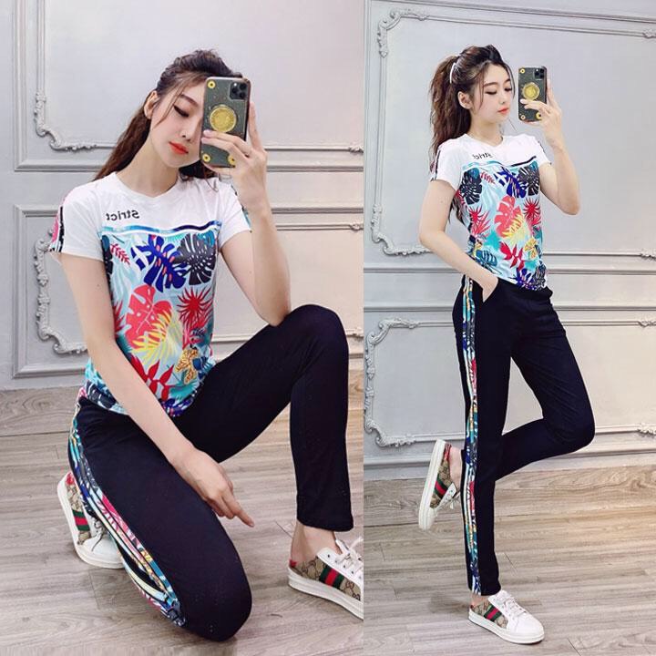 [HCM]BỘ THUN THỂ THAO HỌA TIẾT LÁ THÔNG