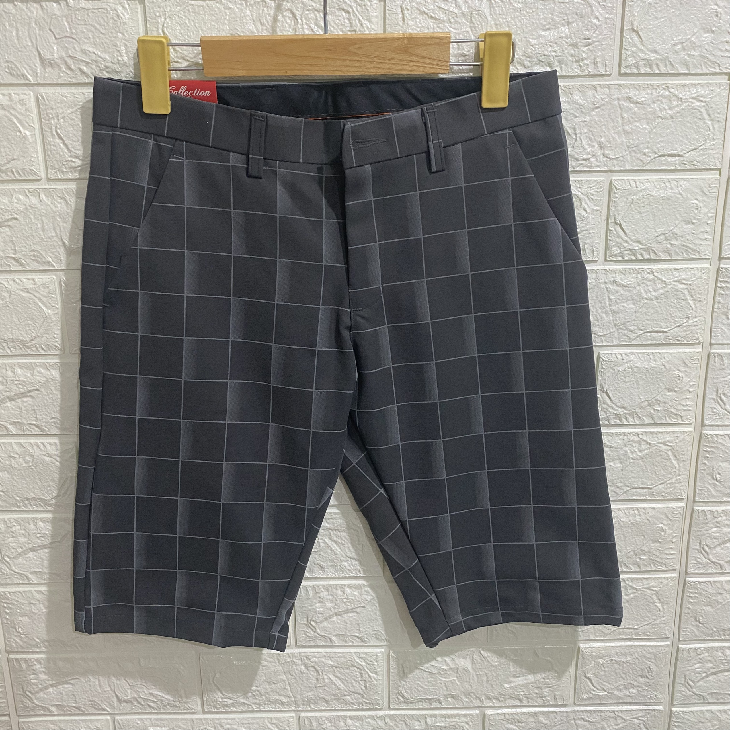 Quần short tây nam sọc kẽ caro co giãn 2 chiều , quần sọt tây nam vải cotton thoáng mát ko nhăn nhàu_ NAM