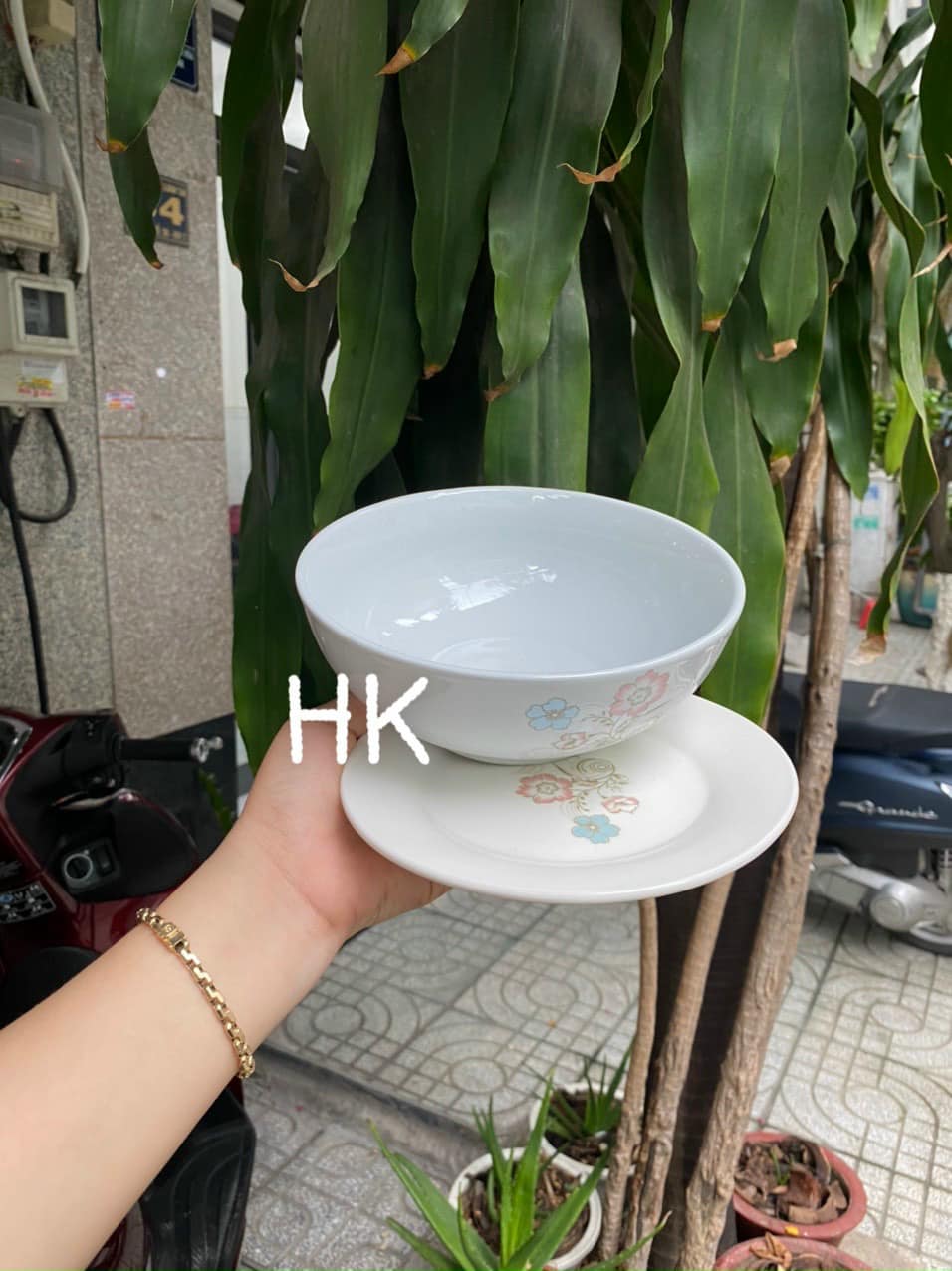 [HKMTH]Bộ 1 tô 1 dĩa bằng sứ hkm Vitadairy