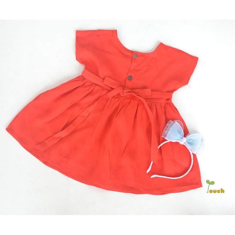 Đầm Linen Đỏ Thêu Tay Touch