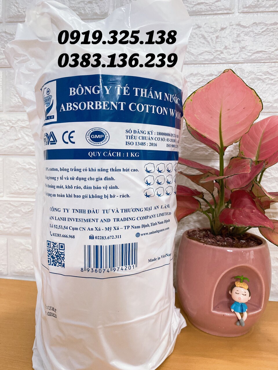 Bông y tế gói 1kg - an lành