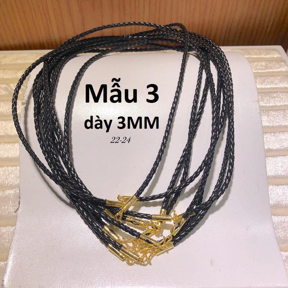 Dây da đeo cổ khóa làm bằng vàng tây