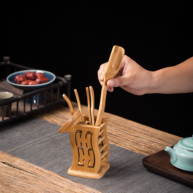 Bộ Dụng Cụ Pha Trà, Bộ Cung Nhãn Bằng Tre Già