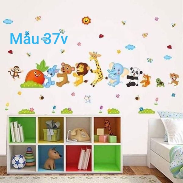 tranh dán tường cho bé mẫu thú nhổ cà rốt