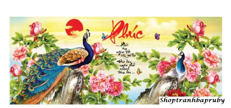 Tranh thêu chữ phúc đôi công lv3184 kích thước 90 x 43 cm