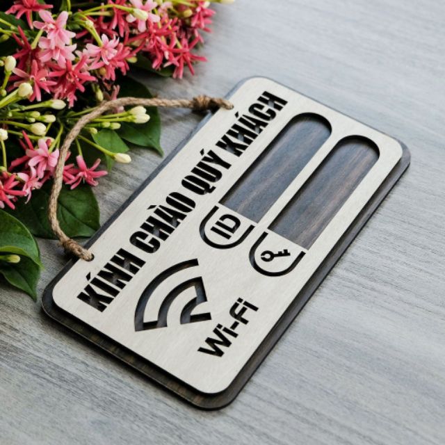 Bảng gỗ Wifi password treo tường Decor