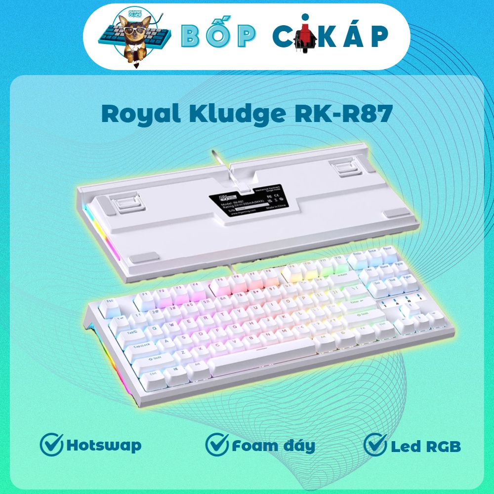 KIT và Bàn phím cơ gaming Royal Klugde RK R87 có hotswap, kết nối Type ...