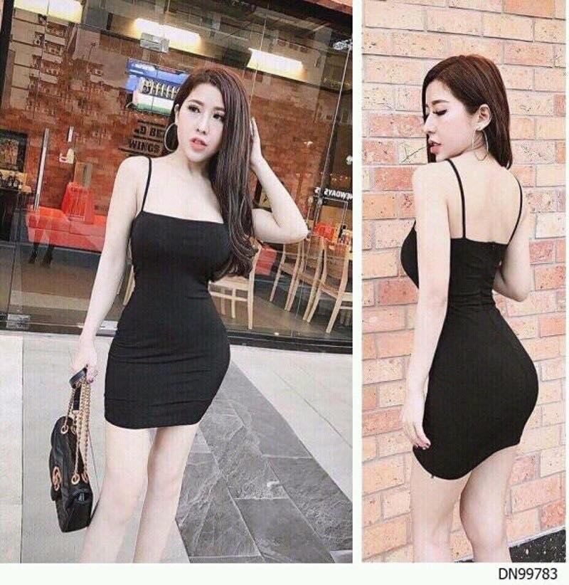 Đầm body hai dây vải lụa - Mino Boss