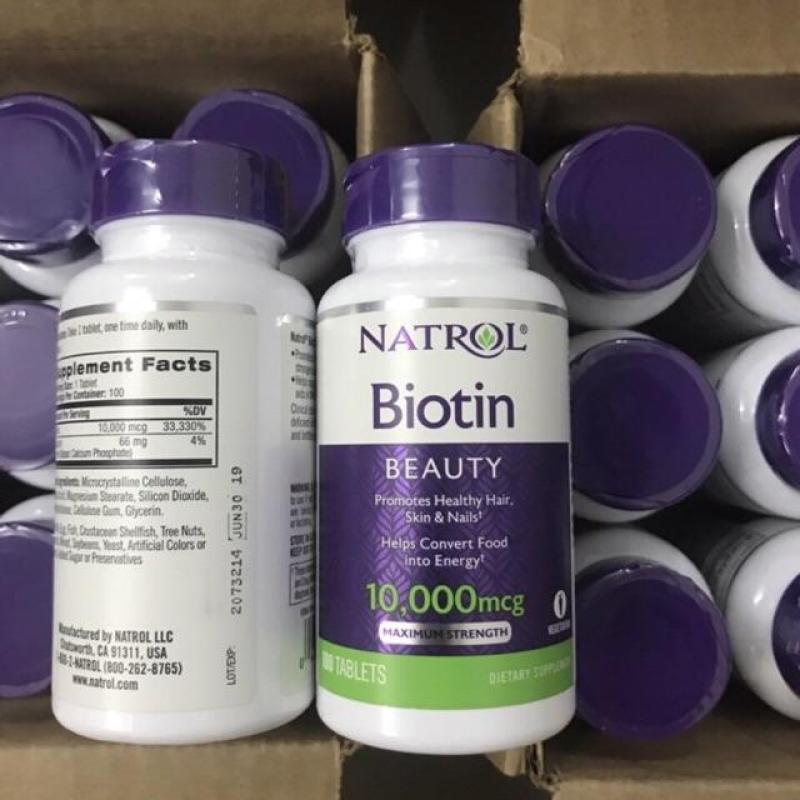 Viên uống hỗ trợ mọc tóc và chống rụng tóc Natrol Biotin Beauty 10,000mcg 100 viên - Mỹ nhập khẩu