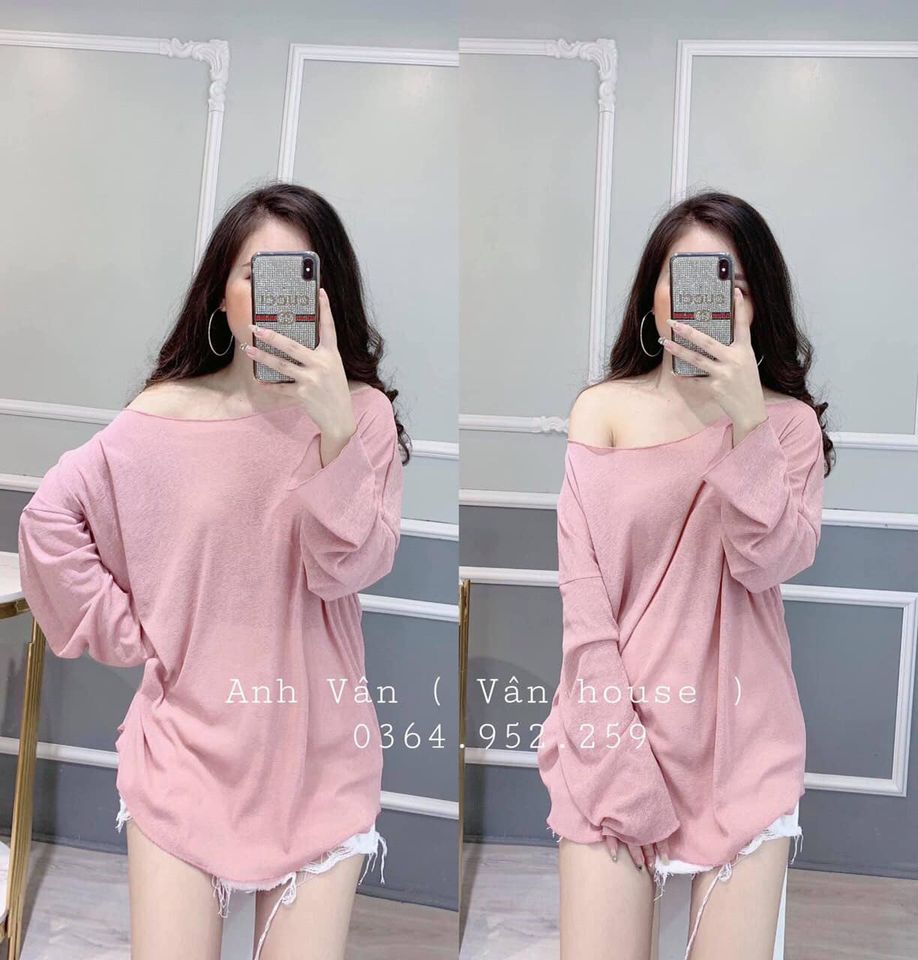 (MỚI) ÁO LEN GIẤY LỆCH VAI NỮ CỰC ĐẸP, MINHQUANG2017