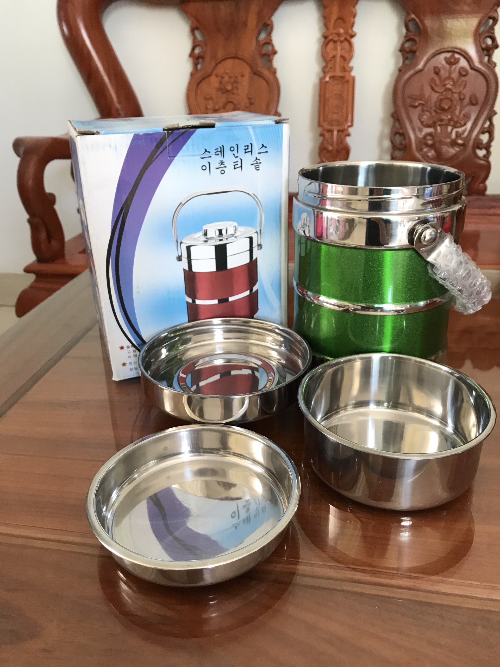 Cặp lồng 3 tầng ruột inox size 1.4l & 2l - hộp cơm, cặp lồng mang cơm