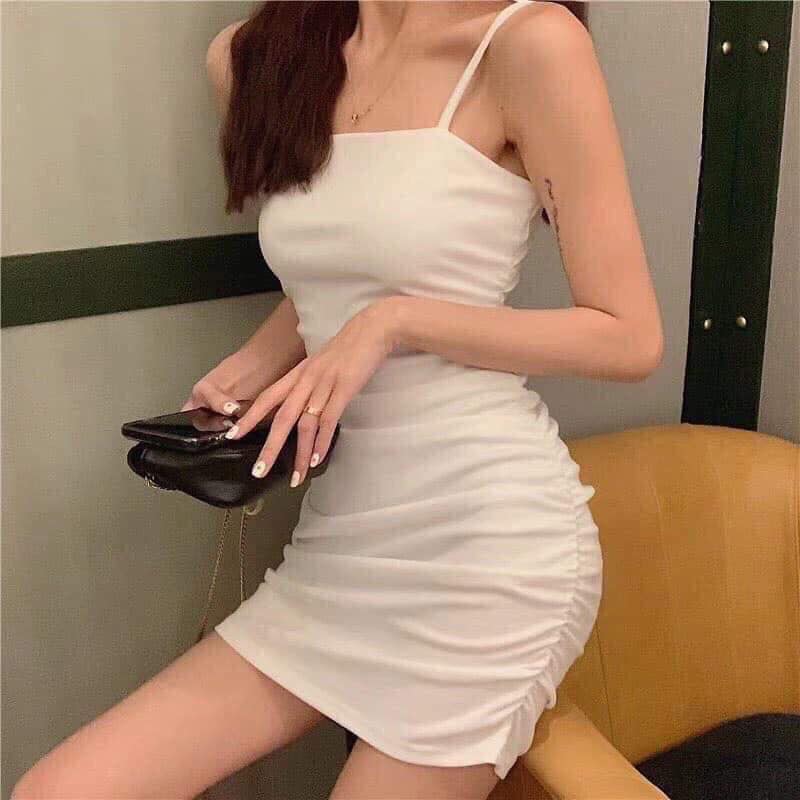 Váy Body Nữ - Đầm 2 dây dúm eo SIÊU HOT