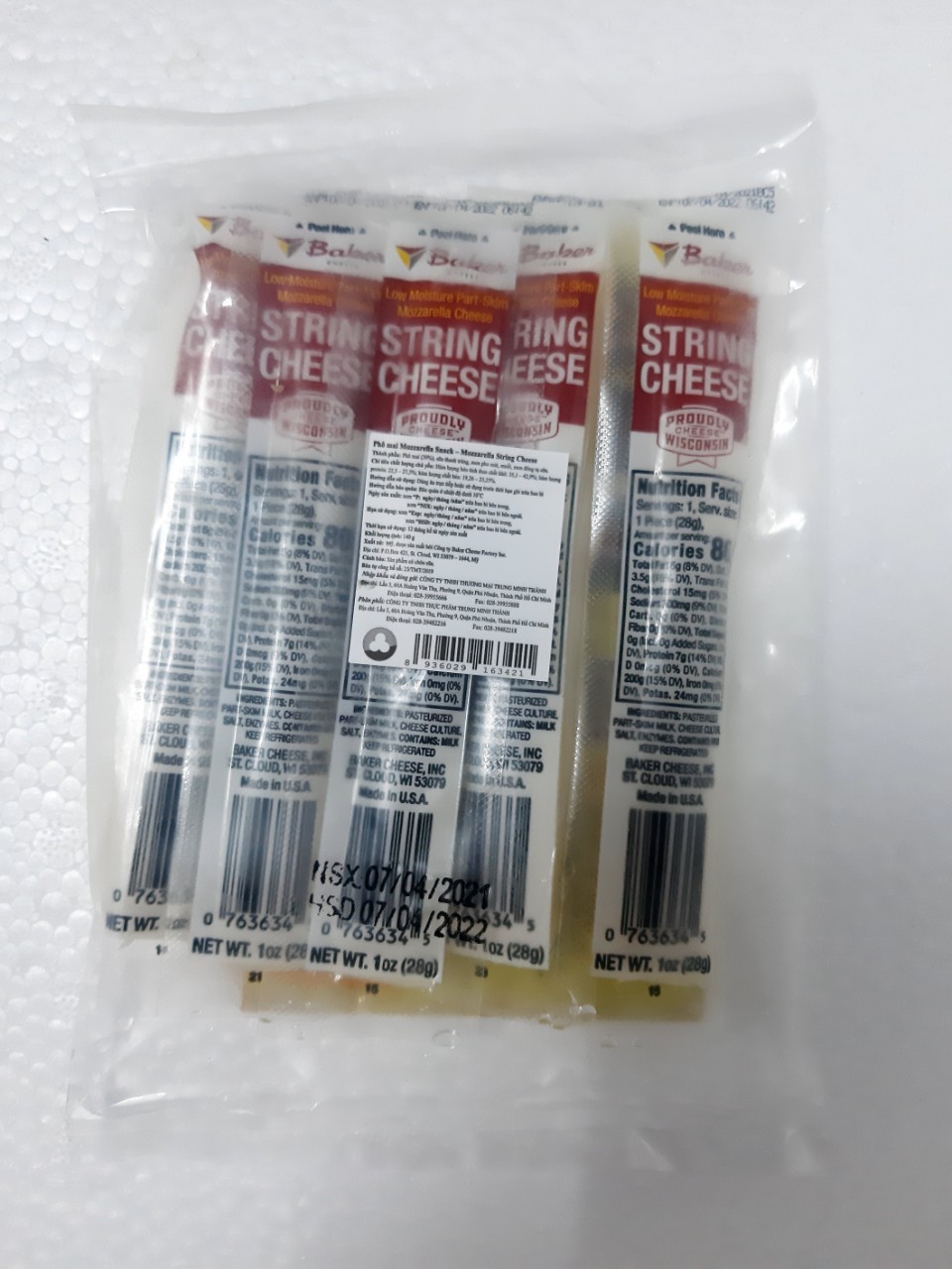 Phô mai que mozzarella snack gói 5 que(5×28g)
