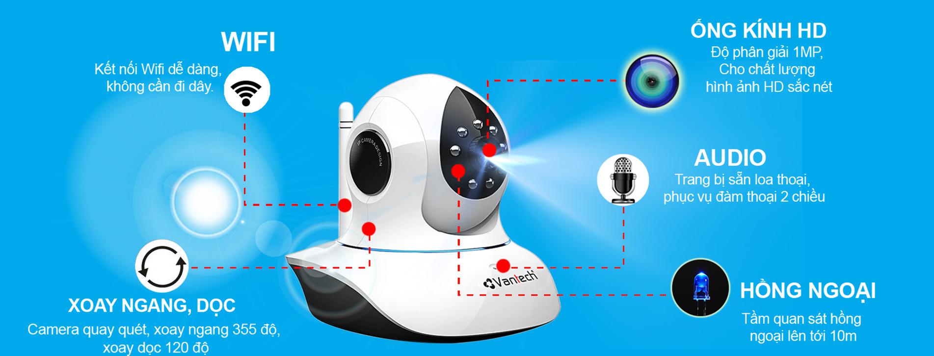 Camera IP hồng ngoại không dây 1.0 Mp VANTECH VT-6300A