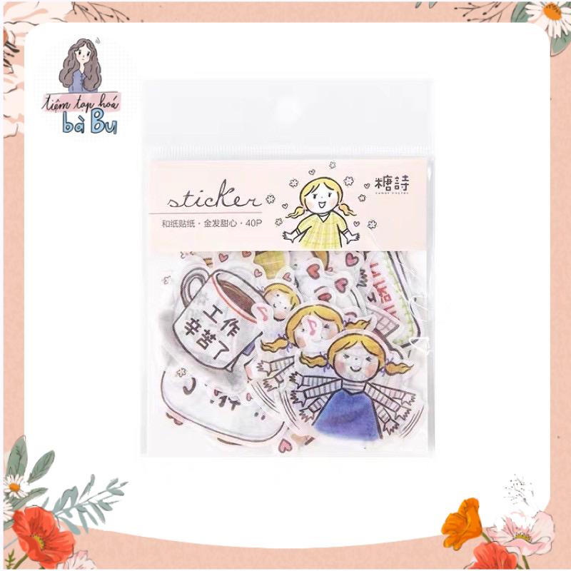 Gói 40 pcs stickers dễ thương dùng để trang trí diy
