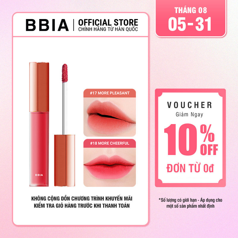 [Version 4] Son kem lì bền màu, mịn như nhung BBIA Last Velvet Lip Tint 5g