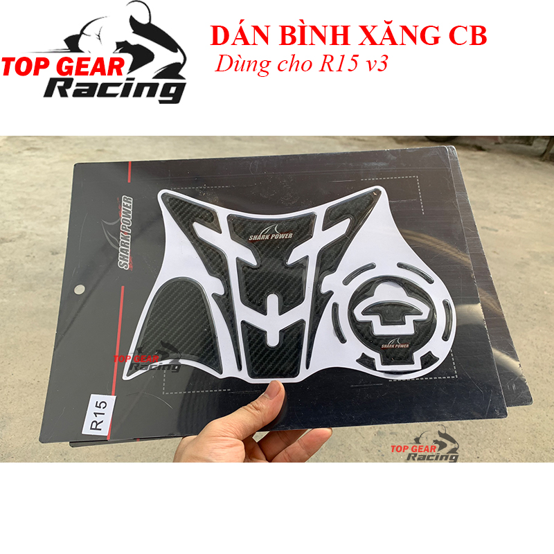 Tem Dán Bình Xăng R15 v3 Tem Dán Decal Carbon Shark Power 