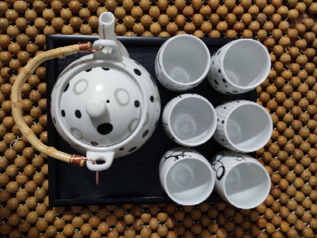 [HÀNG CAO CẤP] Combo bộ ấm chén gốm sứ kèm khay gỗ, hàng đẹp độc lạ