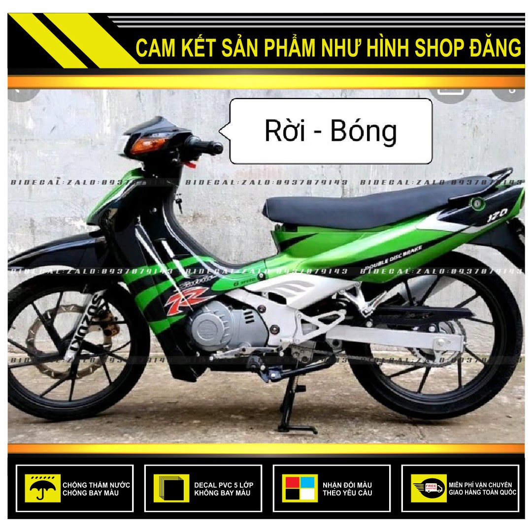 TEM RỜI SATRIA 2000 PHỐI XANH KAWA