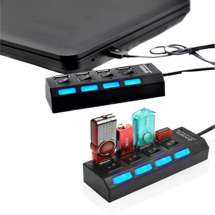 Hub Chia 4 Cổng Usb Có Công Tắc