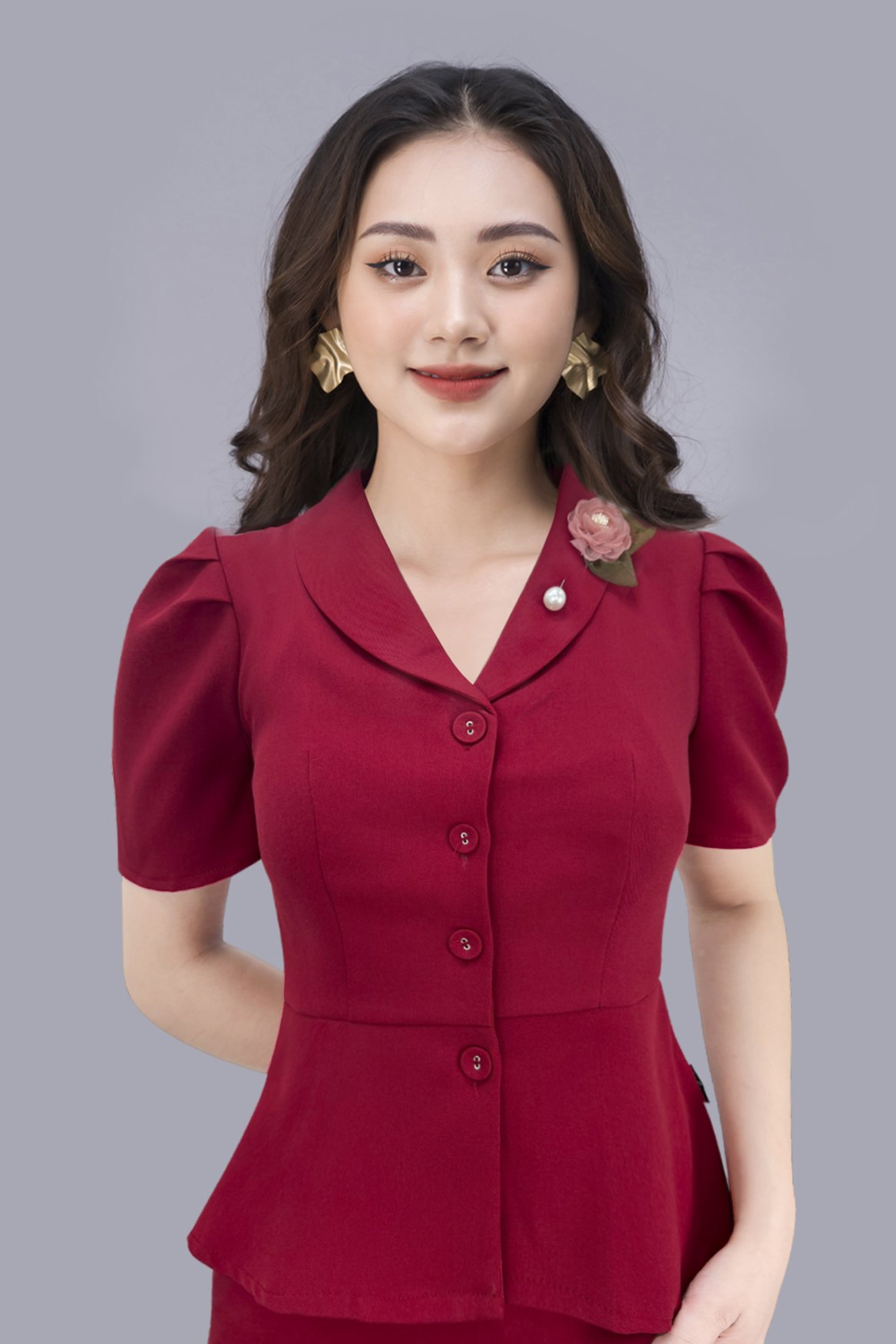 Sét đồ nữ cao cấp luperi lfsb4107 áo cổ vest phối chân váy bút chì thanh lịch sang trọng