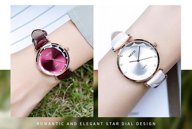[HCM]Đồng Hồ Nữ Kezzi 1900 Dây Da