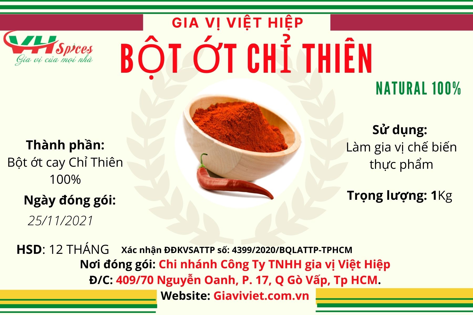 Bột ớt chỉ thiên 1kg