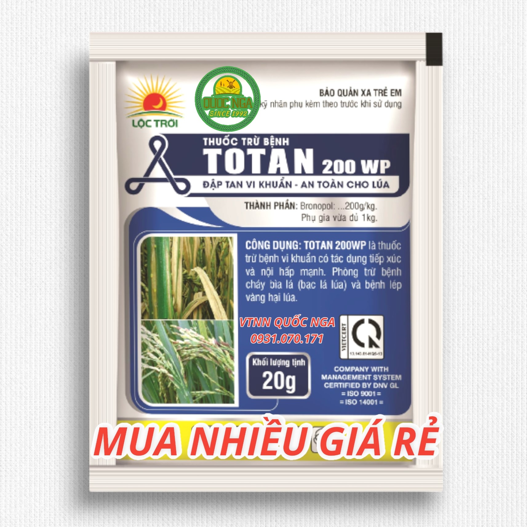 THUỐC TRỪ BỆNH DO VI KHUẨN - TOTAN 200 WP