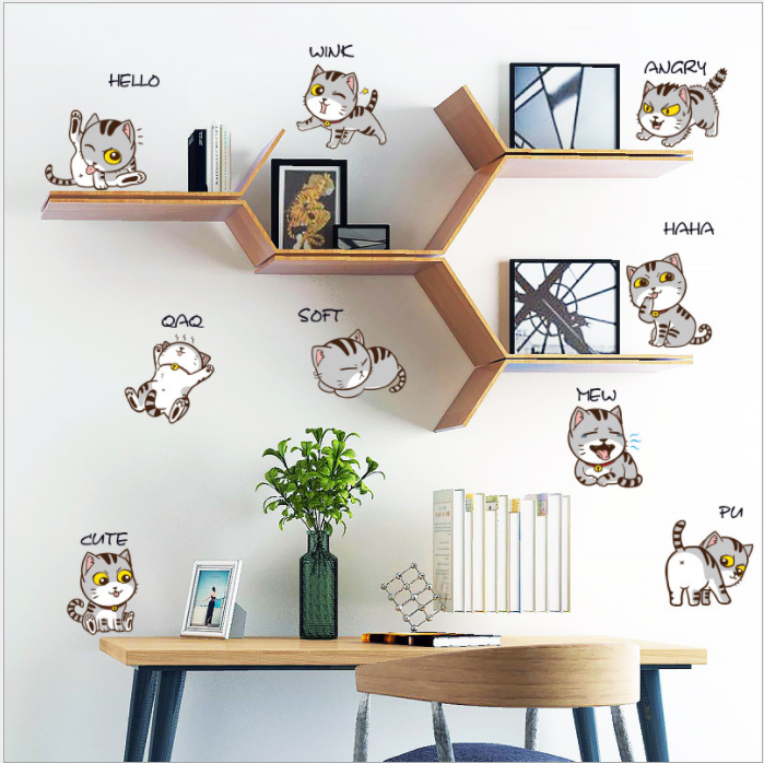 Decal dán tường trang trí - MÈO CON TINH NGHỊCH