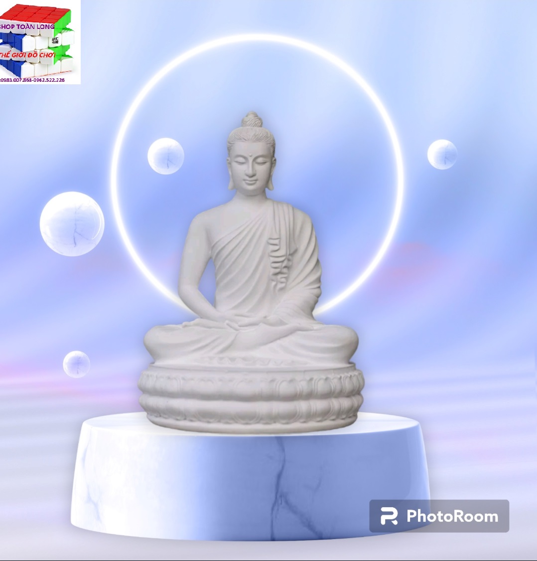 Tượng phật bổn sư thích ca mâu ni, phật đức thích ca cao 34cm ngồi tòa sen trang trí nhà cửa thờ phật, cây cảnh, bể cá, sân vườn...