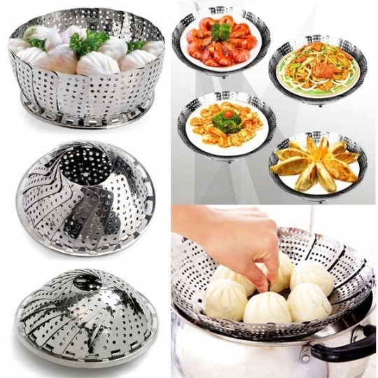 Rổ hấp xửng hấp inox xếp gọn