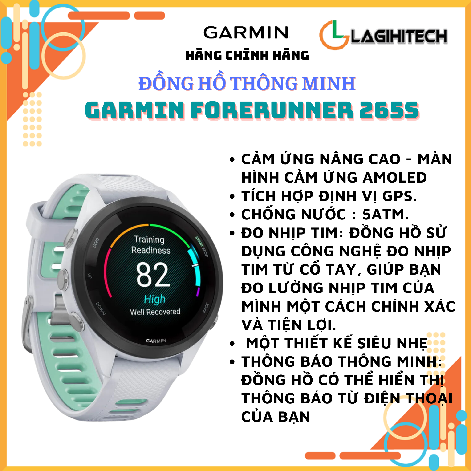 *Lagihitech* Đồng Hồ Thông Minh Garmin Forerunner 255 / Forerunner 255 Music / Forerunner 255S / Forerunner  265 / Forerunner 265S  Bảo hành 1 năm - Hàng Chính Hãng FPT