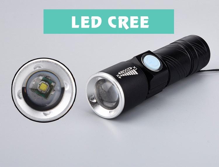 [HCM]Đèn pin LED mini zoom siêu sáng cổng sạc USB