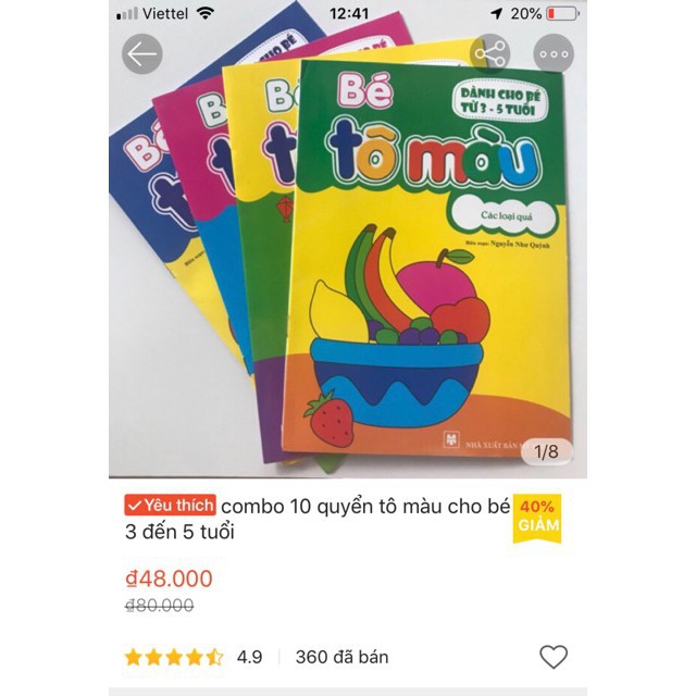 10 quyển vở cho bé tô màu đơn giản