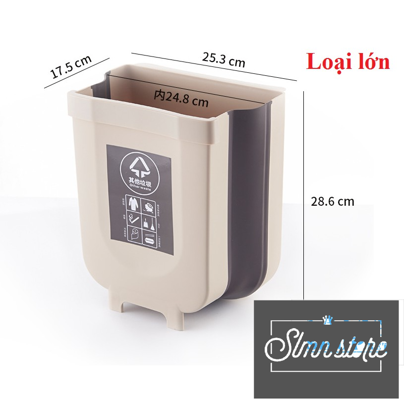 Thùng rác giỏ rác VUÔNG gấp gọn treo kẹp tủ bếp nhựa dẻo siêu bền siêu nhẹ cho nhà bếp và xe hơi. LD4_ThungracGG