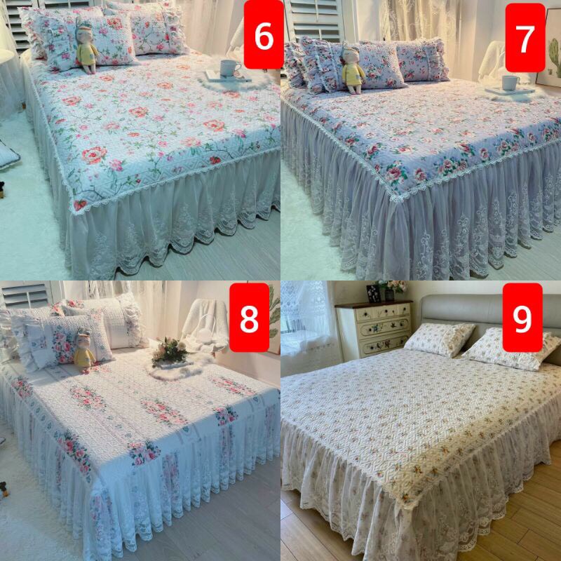 SET GA GỐI PHỦ BÈO REN CÔNG CHÚA