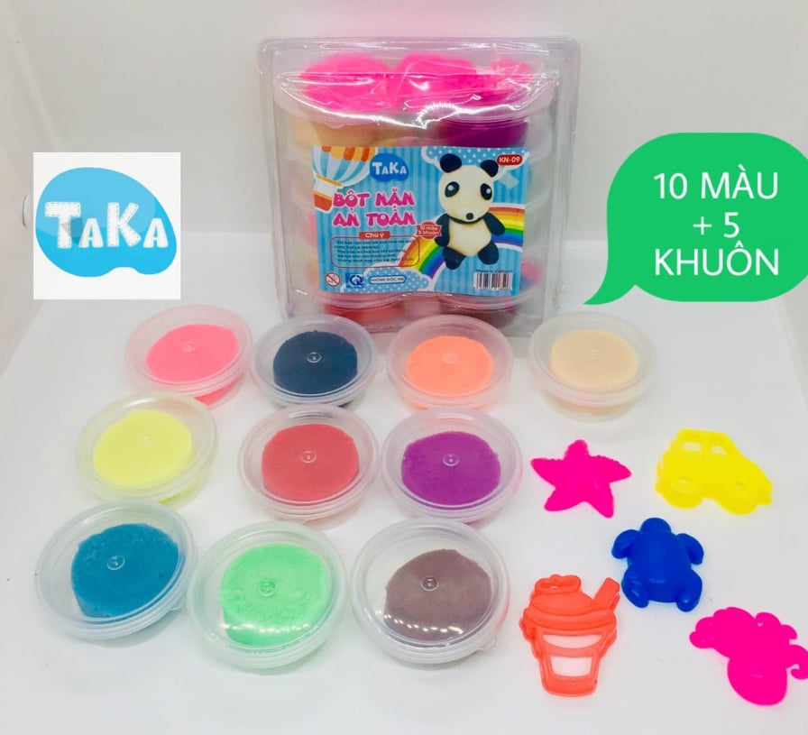 [HCM]Hộp 10 Màu Đất Nặn Bột Nặn Taka ( Tặng 5 khuôn)