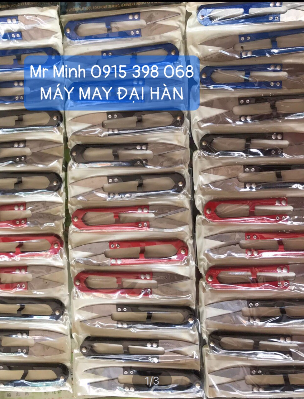 KÉO BẤM CHỈ SẮT 3 MÀU 1 VỈ 12 CÂY