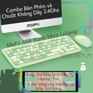 Bộ bàn phím giả cơ và chuột không dây MOFii 666 dùng cho Máy tính bàn PC thumbnail