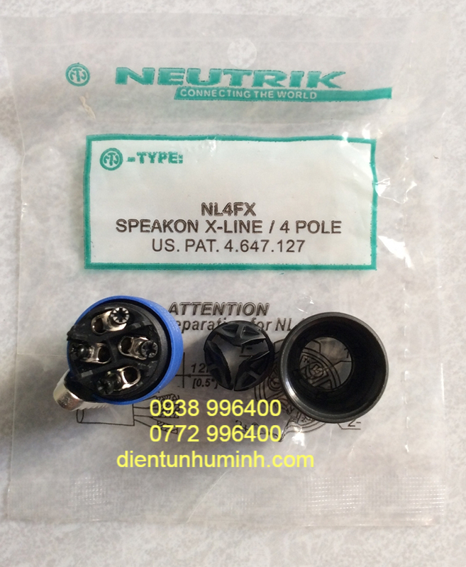[HCM]Jack cắm loa SPEAKON NEUTRIK NL4FX