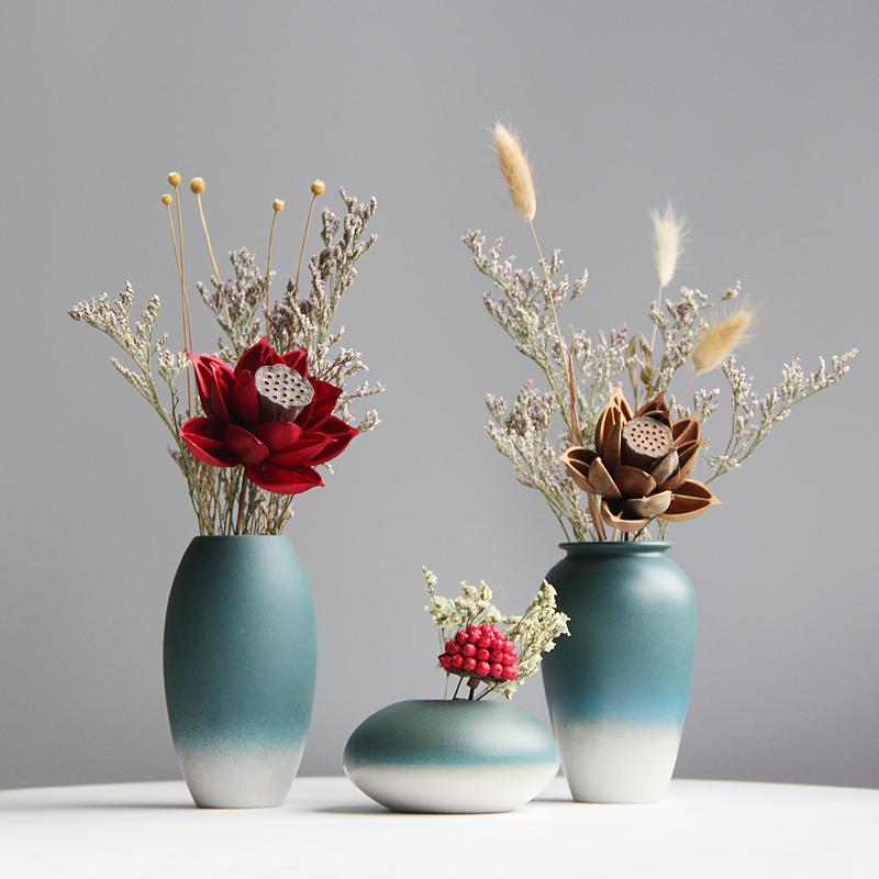 Zen Vintage Ceramic Small Vase Simple Stoneware Living Room Wine Cabinet Creative Decorations Decoration Flower Holder Dried Flower Vase