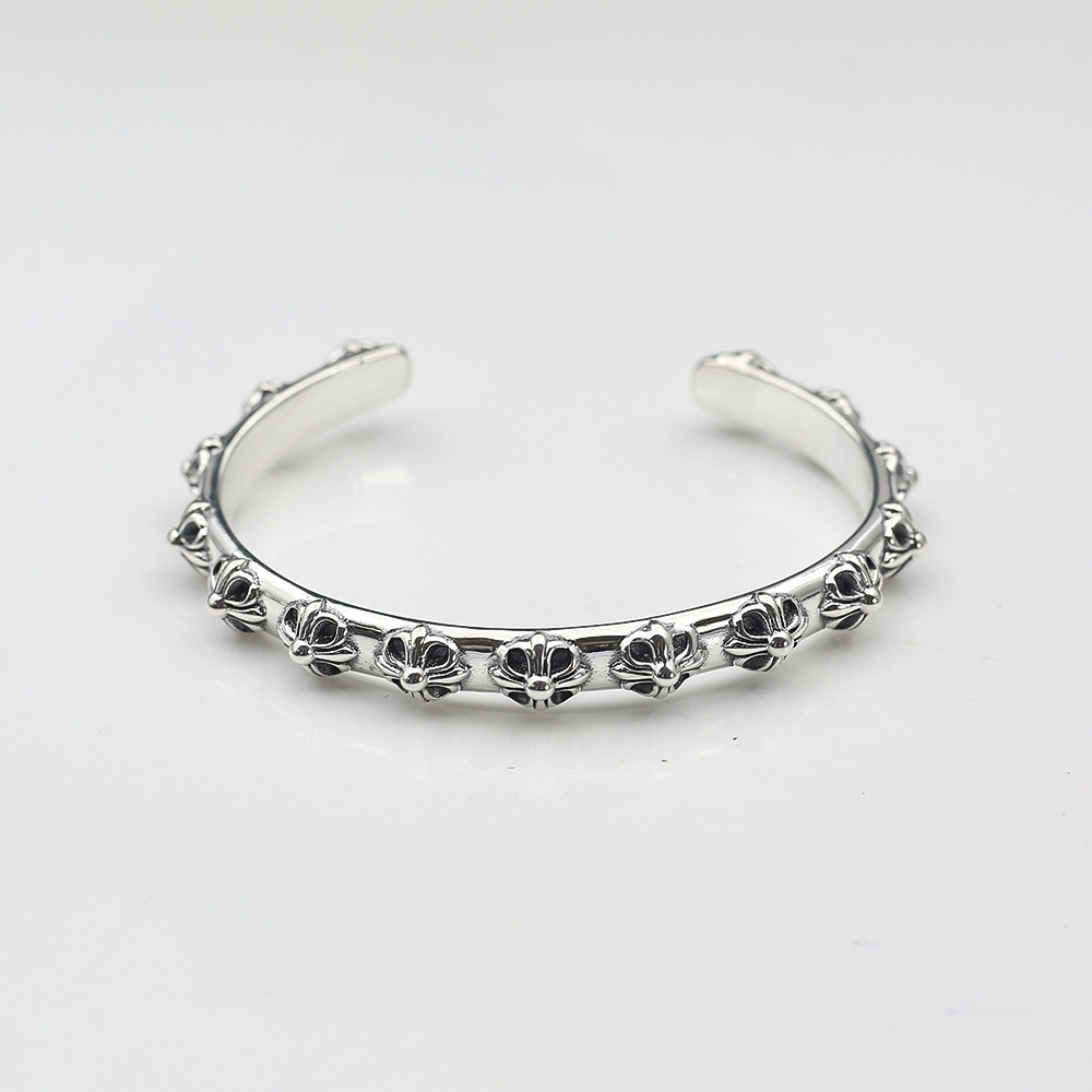 [Ảnh Thật] Lắc tay ,cuff Chrome Heart Floral bạc fullbox cao cấp.