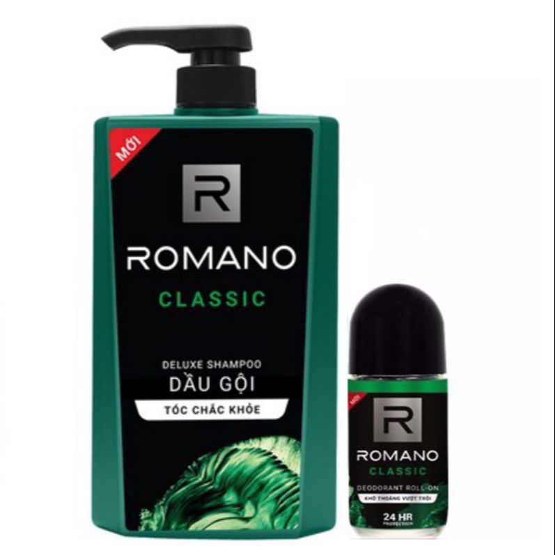 Combo Dầu gội Romano Clasics 650g+Lăn khử mùi Classic 50ml