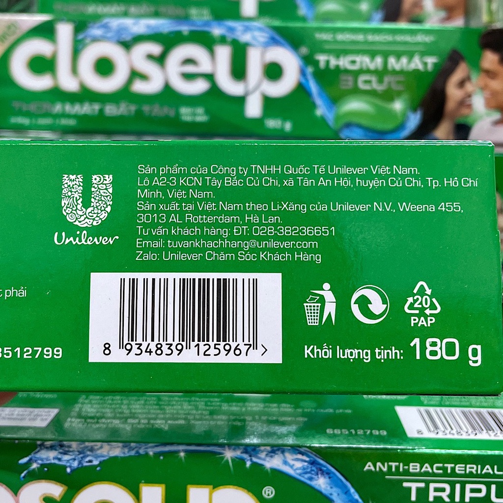 Kem Đánh Răng Closeup Thơm Mát Bất Tận Hộp 180g (BIBISTORE)