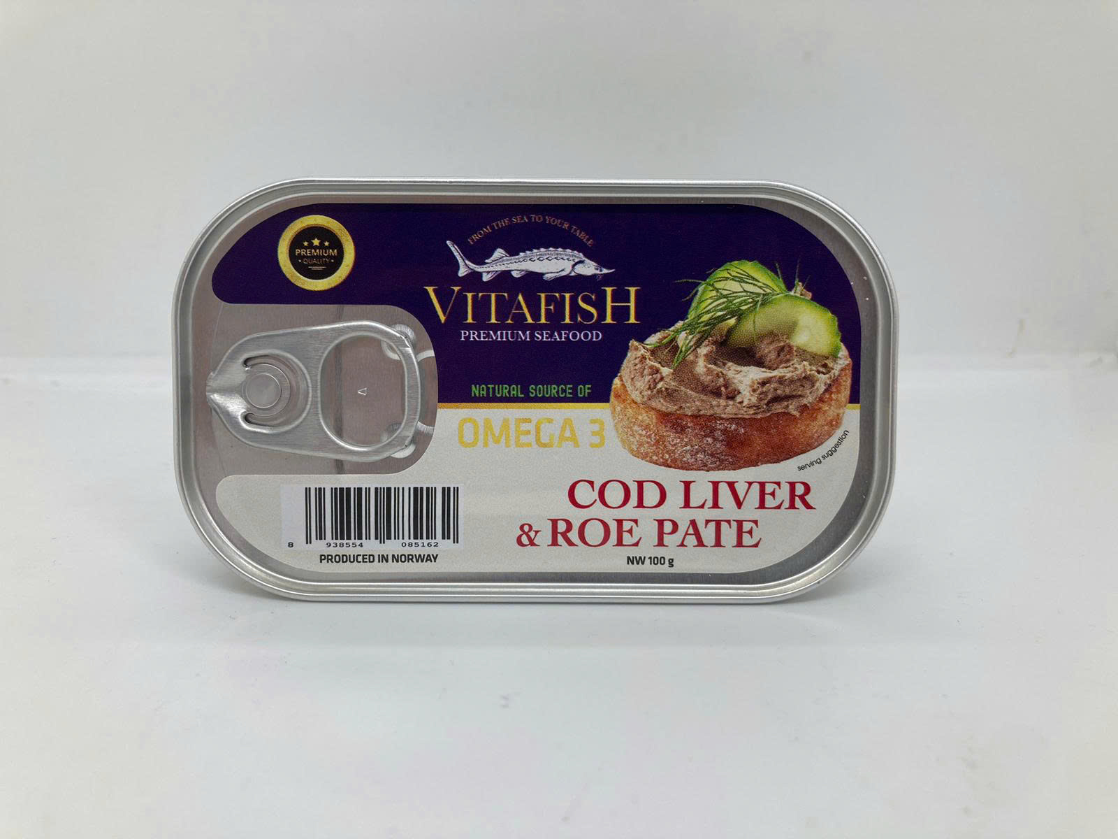 Combo 5 Hộp Pate Gan Cá Tuyết Và Trứng Cá Tuyết Vitafish Premium 100G - Pa Tê Cá Tuyết Đóng Hộp Ăn Liền Giàu Omega-3, Vị Béo Mịn, Set 5 Hộp Tiết Kiệm Cho Gia Đình & Làm Quà, Sản Xuất Tại Na Uy, Nhập Khẩu Chính Ngạch - Russian Mart VN