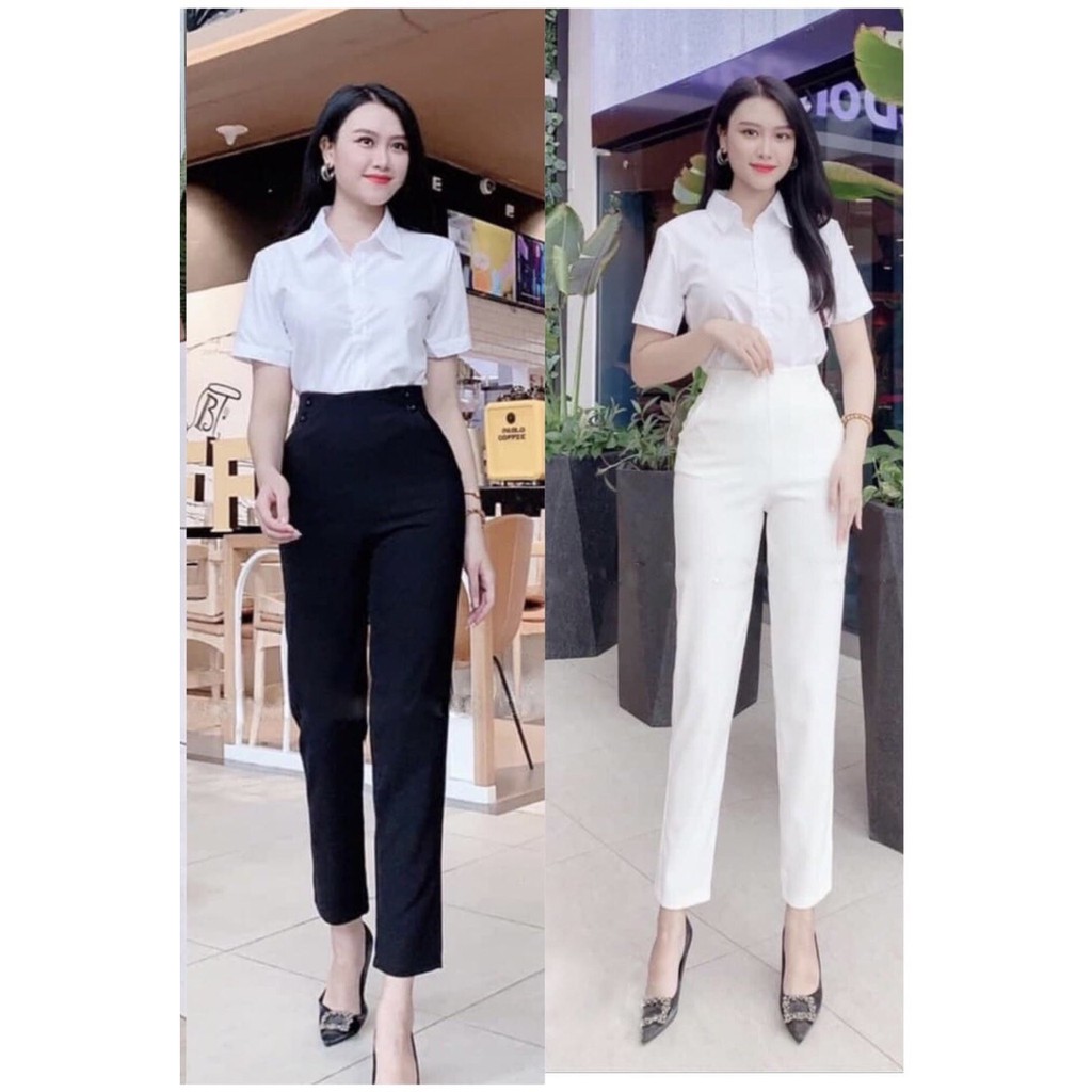 Quần baggy lưng cao cạp liền khoá sau lưng