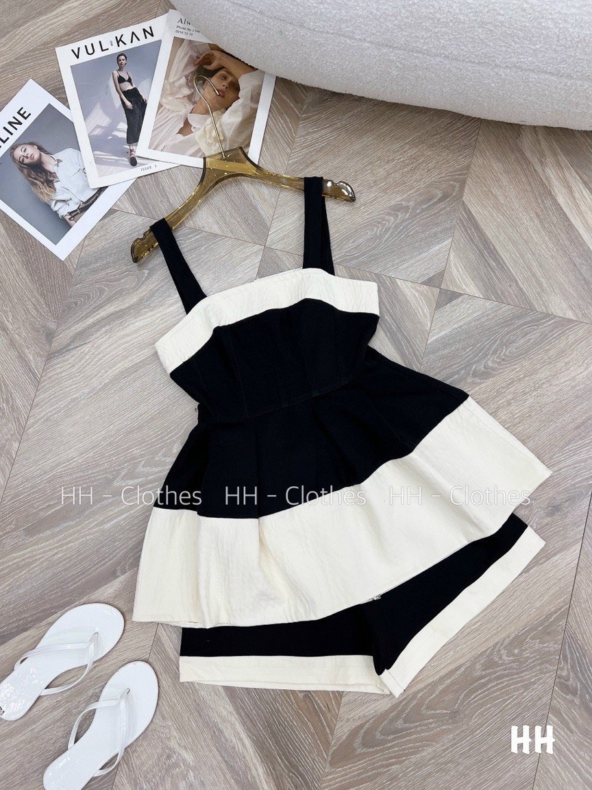 Sét bộ tiểu thư 2 dây babydoll, sét bánh bèo phối trắng, áo 2 dây, quần đùi nữ, quần short, sét đồ nữ dể thương đi chơi dạo phố sang chảnh